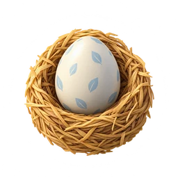 Cream egg with pale blue speckles in a woven nest